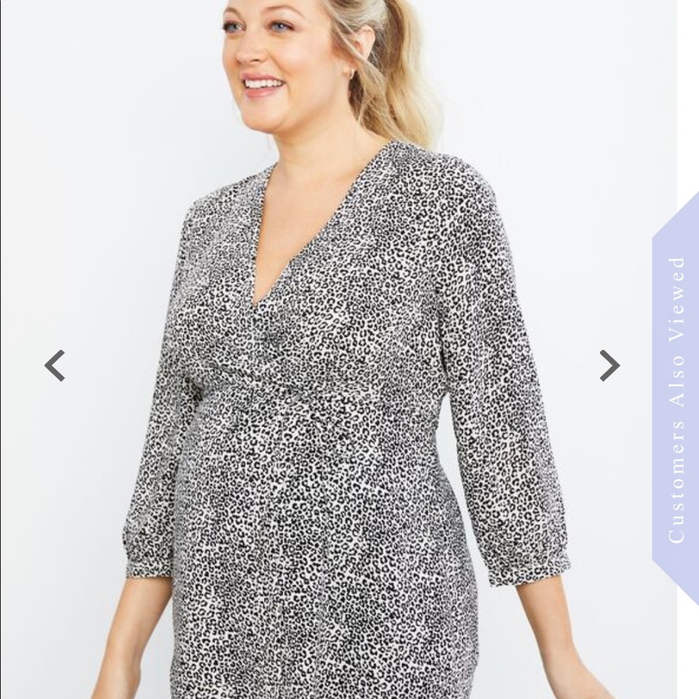Motherhood Maternity Faux Wrap Leopard Top NWT